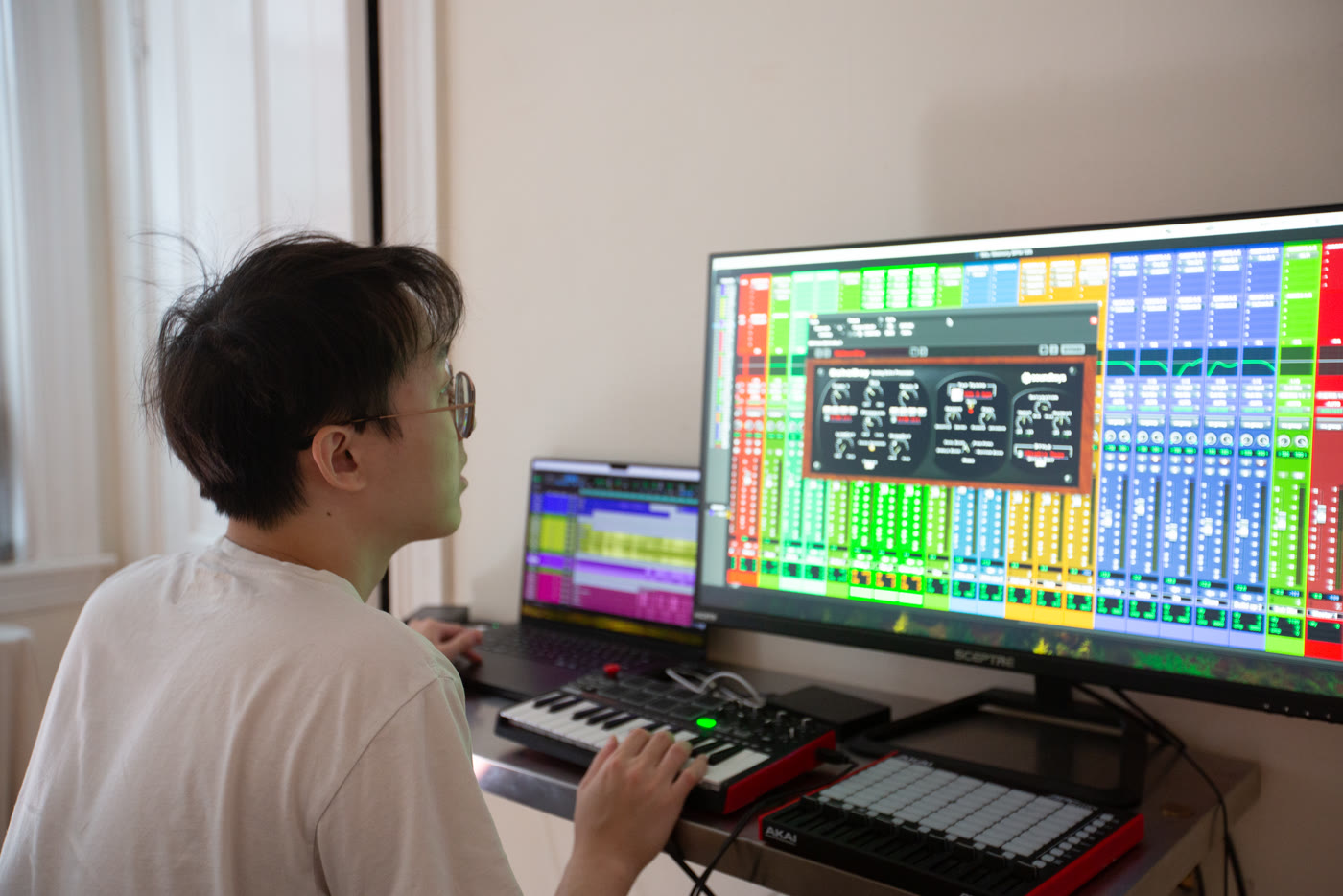 Jieming working on a mixing session